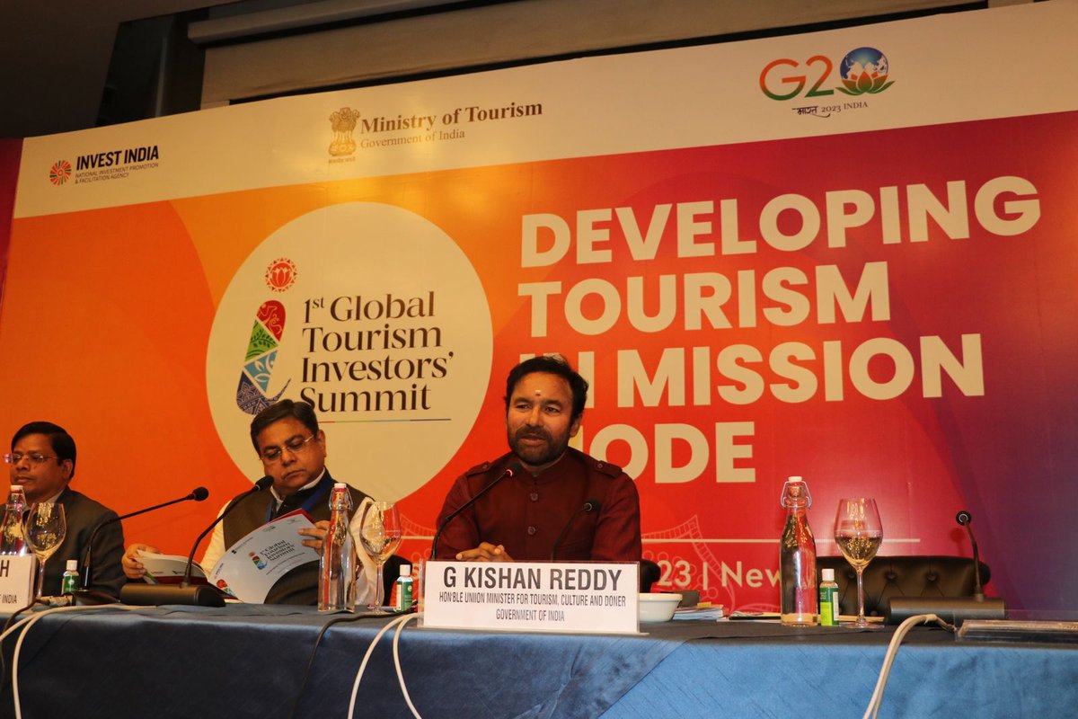 tourismgoi's tweet image. Shri G. Kishan Reddy, Hon&apos;ble Minister of Tourism, Culture and DONER at the #delhiroadhsow stated that - this interaction with key industry stakeholders in #missionmode  will help to have in depth discussions (1/2)