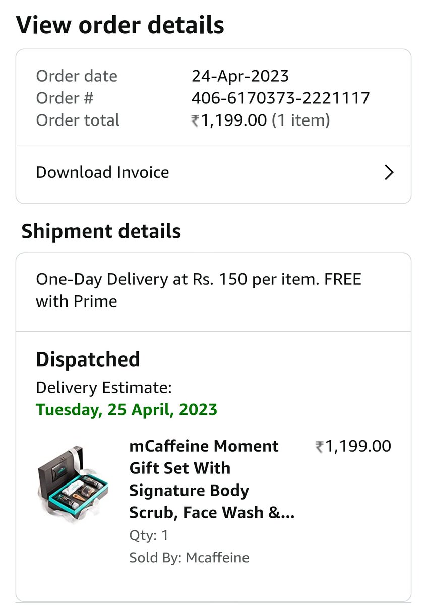 kunalN91's tweet photo. @amazonIN has started fantastic service of delivering product in past.. on 26th estimated date is shown as 25th- Pic 1.
Customers are simply scammed under pretext of 1D delivery. We pay a premium for this service. 1500 for Prime.  Whats point paying for prime if delivers in 3days https://t.co/sNpF58Icy5