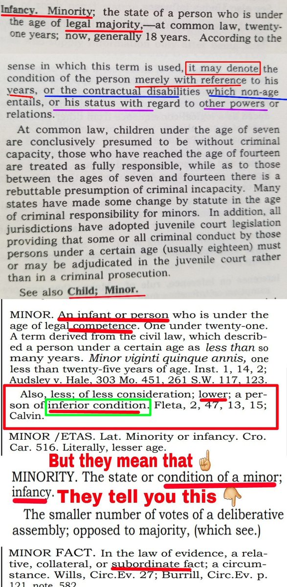 Jaescott26's tweet photo. This is why they lie about our population percentage.
Simply so we identify as the "minority"
Which automatically byway of contrast makes them the majority
Black = minor
White = major
Minor = child = incompetent = no rights 
Major = "of full age" = competent = civic rights https://t.co/lYupmemvbQ