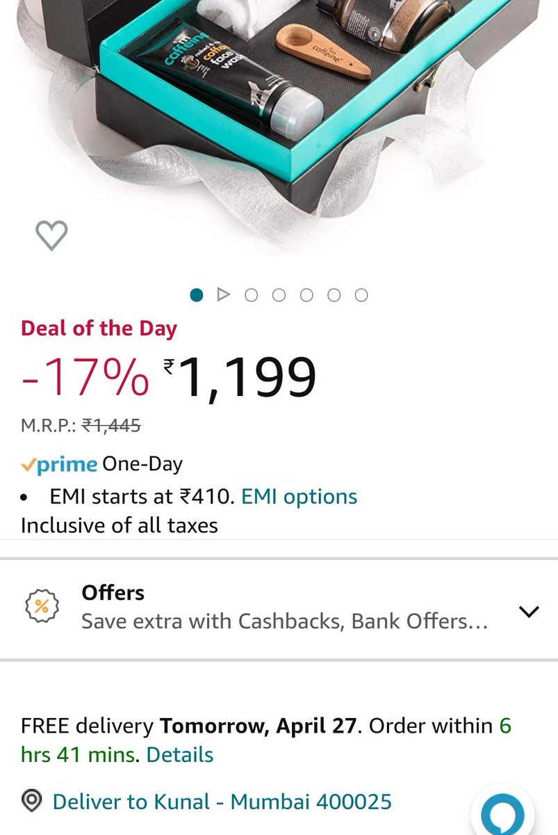 kunalN91's tweet photo. @amazonIN has started fantastic service of delivering product in past.. on 26th estimated date is shown as 25th- Pic 1.
Customers are simply scammed under pretext of 1D delivery. We pay a premium for this service. 1500 for Prime.  Whats point paying for prime if delivers in 3days https://t.co/sNpF58Icy5