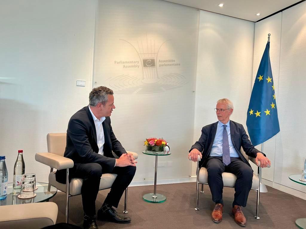The <a href="/KosovaPace/">Kosova@Pace</a> delegation met <a href="/PACE_President/">Petra Bayr</a> Tiny Kox to discuss the 🇽🇰 application to <a href="/coe/">Council of Europe</a>, an opinion on which will be now prepared by <a href="/PACE_News/">PACE</a>. Mr. <a href="/ArbenGashi/">Arben Gashi</a> confirmed 🇽🇰’s commitment to work together in achieving the <a href="/coe/">Council of Europe</a> standards and called for a common approach.