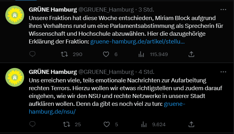 Diese zwei Stellungnahmen mit einer Stunde abstand sind so ein grandioses Meme.