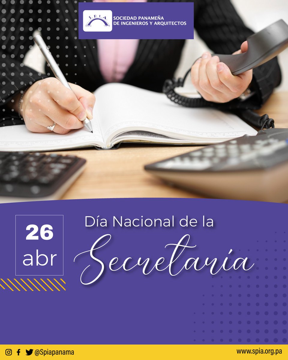 SPIApanama's tweet image. Hoy, 26 de abril, una fecha conmemorativa para reconocer el trabajo y la dedicación de las Secretarias a nivel nacional.
Desde la  #SPIA felicitamos a todas  las Secretarias de nuestro gremio, que día a día con su dinamismo, paciencia y profesionalismo realizan sus labores.