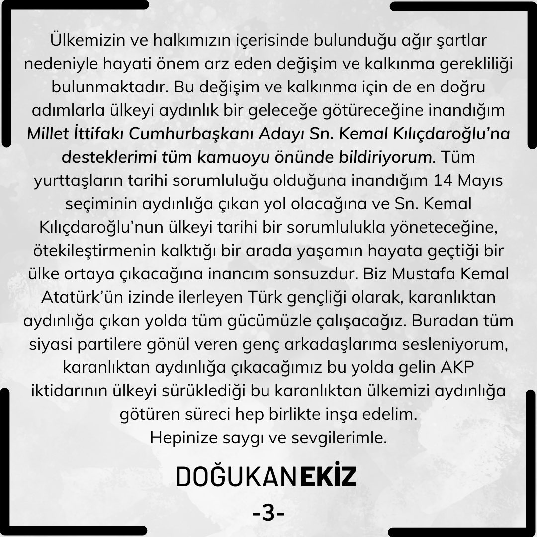 Sevgilli Dostlarım, Genç Arkadaşlarım, Değerli Samsunlular : 

Hepimizin bildiği gibi tarihi bir seçime çok az bir süre kaldı. Bu iktidarın ülke gençlerine tek kazanımı siyasetin nasıl yapılmaması gerektiği oldu. Baştan aşağı yanlış politikalarla yönetilen bir ülkenin gençleri