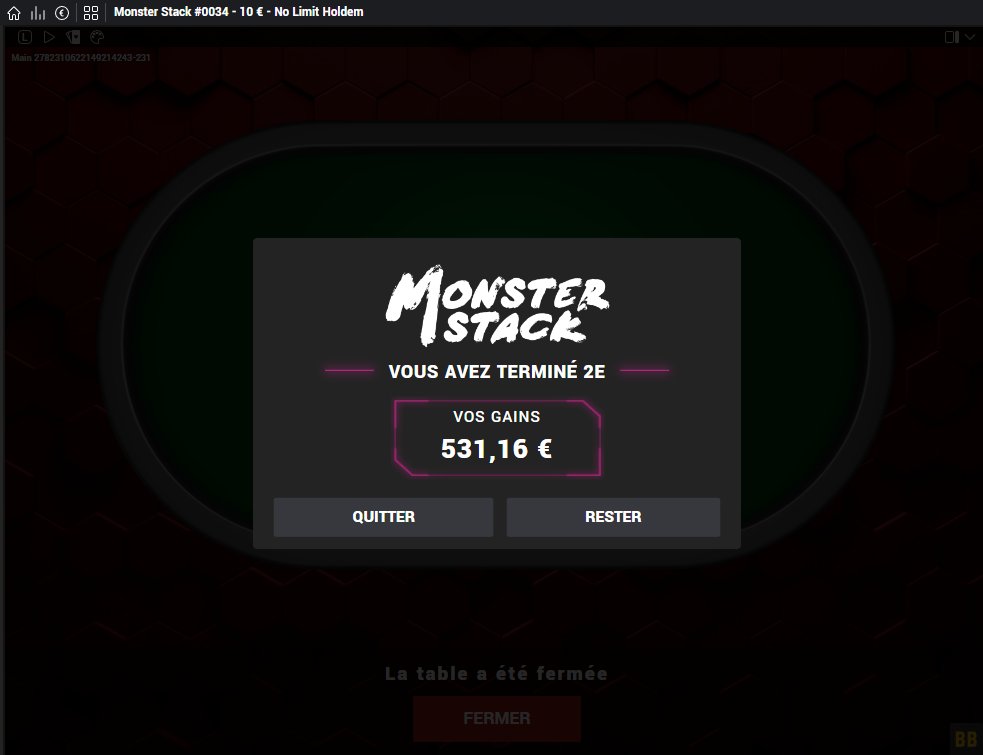 Runner-up du MS10 de 12h. Bon ca rattrape à peine la cagoule des series 😅
#poker #brag #winamax