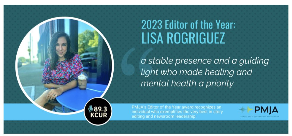 Kathleen Pointer (@kathleenpointer) on Twitter photo Shouting out <a href="/kcur/">KCUR</a> news director <a href="/larodrig/">Lisa Rodriguez</a> who was named THE editor of the year by the Public Media Journalists Association 👏🏼🤩 <a href="/PMJATweets/">Public Media Journalists Association</a> Shouting out <a href="/kcur/">KCUR</a> news director <a href="/larodrig/">Lisa Rodriguez</a> who was named THE editor of the year by the Public Media Journalists Association 👏🏼🤩 <a href="/PMJATweets/">Public Media Journalists Association</a>