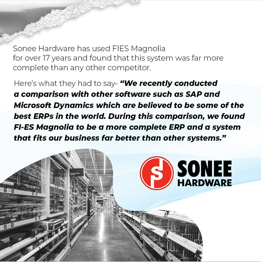 Fiessystems's tweet photo. Sonee Hardware's glowing testimony on our software speaks volumes about the exceptional quality and reliability of the software it used! 🙌

@soneehardware , Thanks for choosing us!

#fiessystems #idzlink #software #erp #client #happyclients #softwarecompany https://t.co/YVtJjQWxhZ