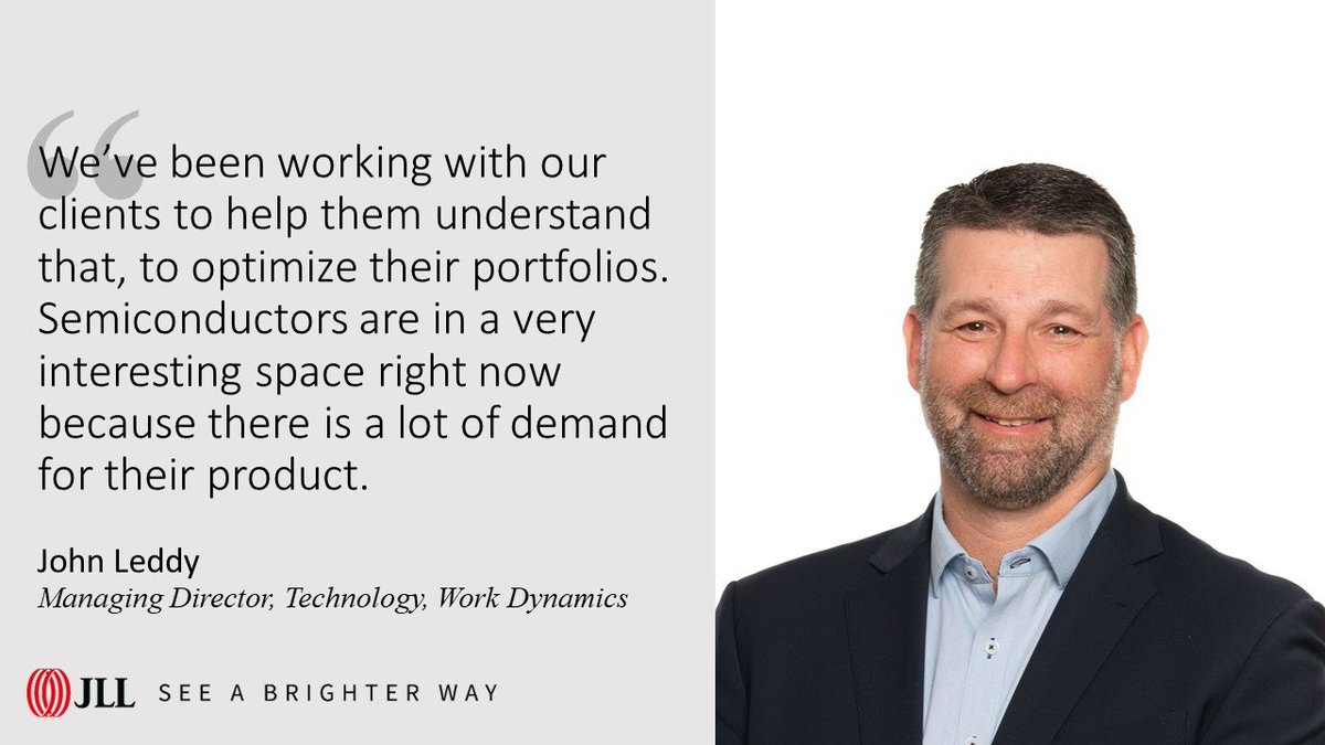 taylore_hunt's tweet photo. Check out John Leddy, Managing Director, #Technology, Work Dynamics discuss the importance of specialized expertise to @JLL_USA's support #Semiconductor clients in this article from @Bisnow. 
#JLL #SeeABrighterWay #news https://t.co/FJWCxgenau https://t.co/NrDO64rSFF