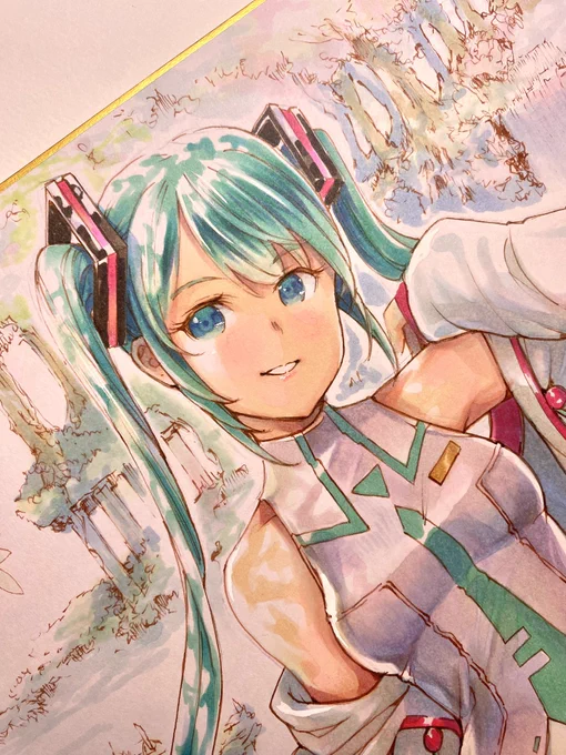 初音ミクさん×3と、レミリア&amp;フランドールをお絵描き中瞳にハイライトが入るとテンション上がる¶(⁄=˅̮=∖)⁋ 
