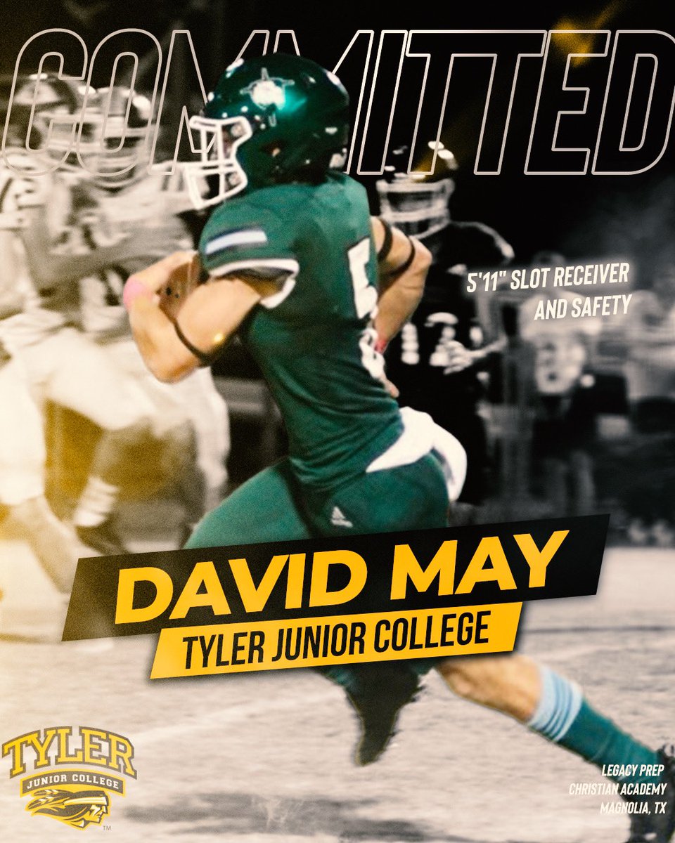 We’re excited to announce that David has committed to Tyler Junior College to continue his football career!