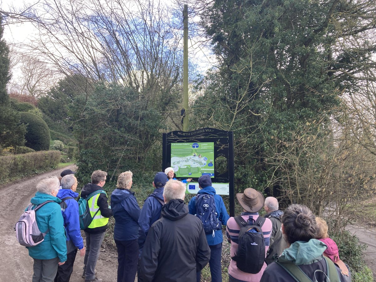 HeartofKentWalk's tweet photo. On Friday 24 March, Therese took 16 walkers with her on the 'Walk on the North Downs Way, Hollingbourne to Lenham'

Therese shared her knowledge of local history along the route and there was a stop at Percy the Pilgrim, with many using this as an opportunity for some photos. https://t.co/lIp4LiyMJi