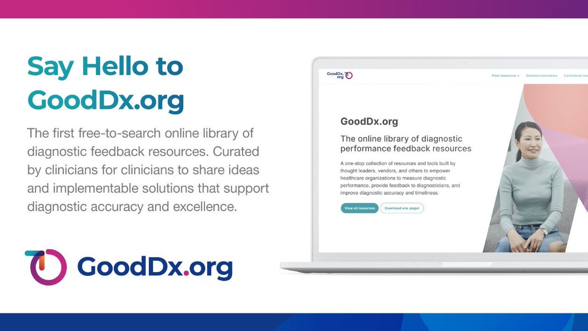 CLIIR_UCSF's tweet photo. We're excited to announce the launch of https://t.co/pFl5qBZntU, a novel, free-to-use library of resources that can provide feedback to MDs about their diagnostic performance. Follow along @GoodDx_org! https://t.co/3FPOsa5htJ