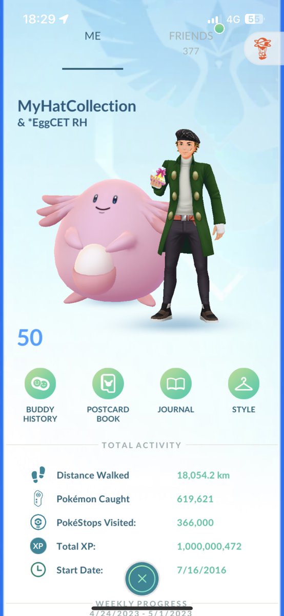 MyHatCollection's tweet image. Been a long time since I got an extra digit 🥳

1 billion xp finally achieved 😁 Now I can quit 🤪