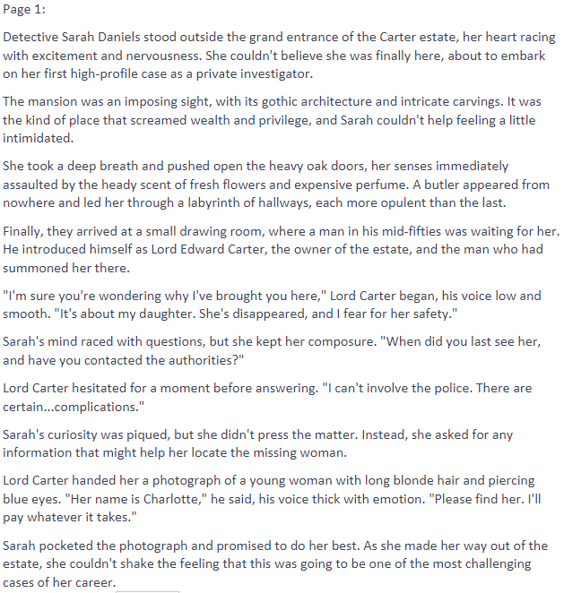 I asked ChatGPT: Lets create a project together.   I will post a page for a book to twitter every day for a year with the help from chatGPT   I want the book to have a mystery theme about it. 

Here is page 1

#AIChallenge #ChatGPT #BookTwitter