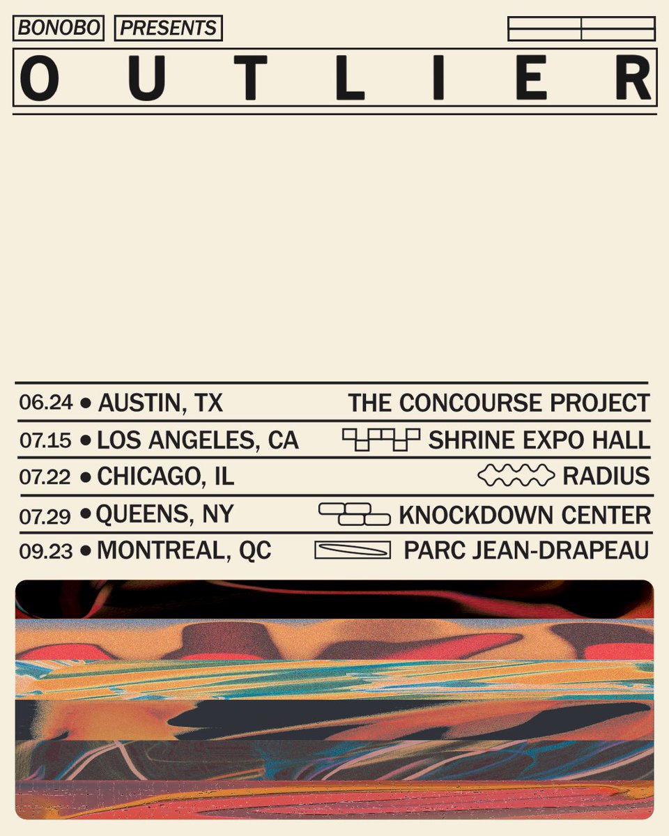 Very excited to announce a series of Outlier parties this summer. Five unique line ups across each city.
See you out there! 🫧

Pre-sale at 10am tomorrow
On-sale 10am Friday

bonobomusic.com/tour