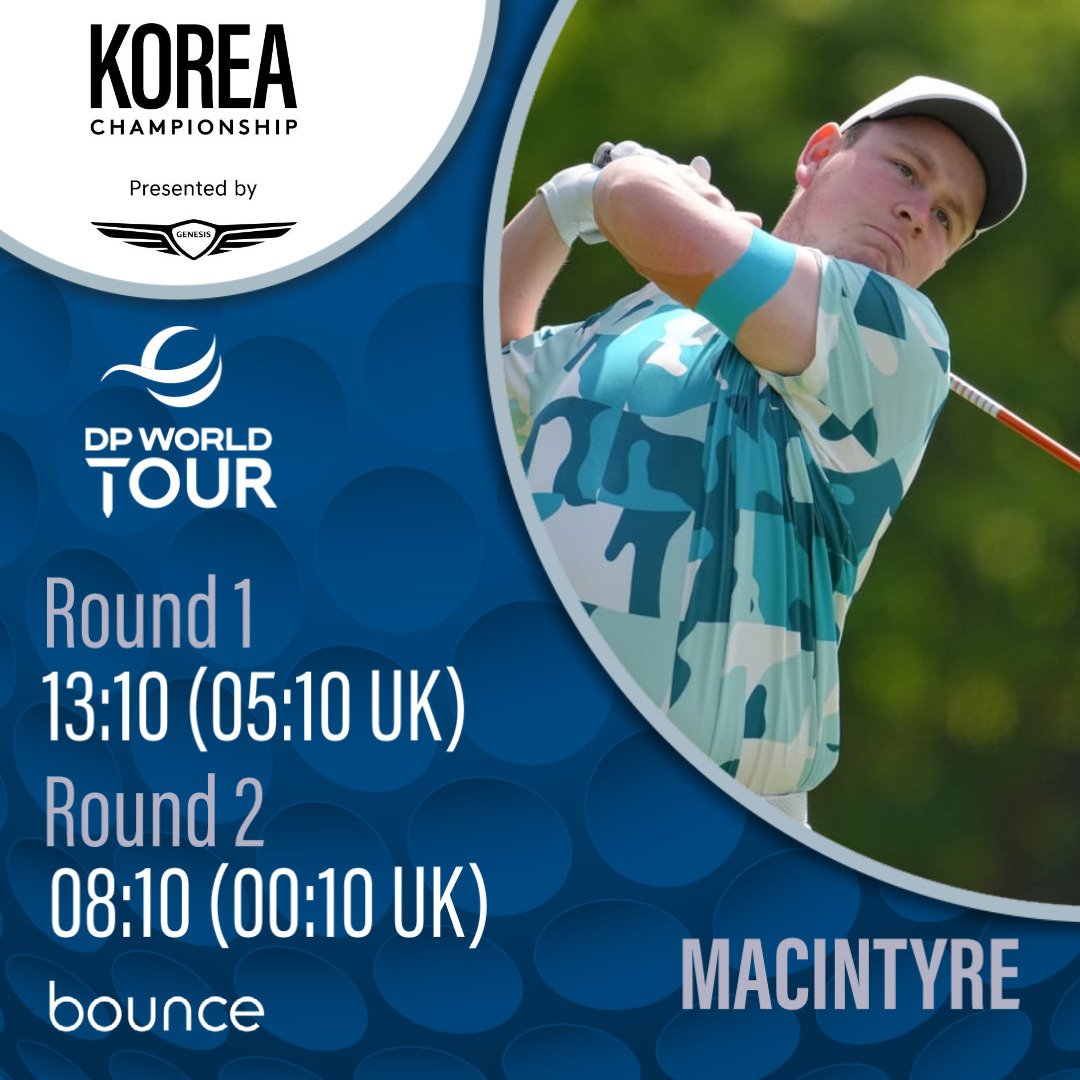 LOOK EAST...👀🧭

The @DPWorldTour has moved on to Korea this week 🛬🇰🇷

Attempting to carry on from the highs of last week, @CalumHill_golf @grantforrest93 and @robert1lefty are all there ready to go Thursday 🏃🏼‍♂️

⏰️#KoreaChampionship Tee times...

⛳️🇰🇷🏌🏼‍♂️😎