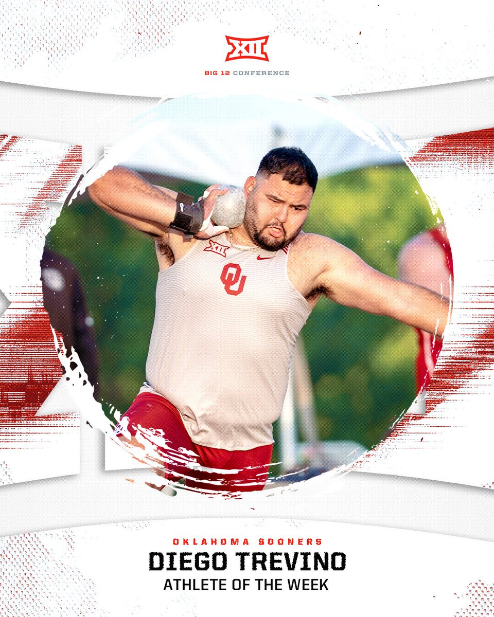 Big12Conference's tweet photo. 🥇 #Big12TF Athlete of the Week 🥇

Diego Trevino: @OU_Track 

📰https://t.co/NJYCP4QCdq https://t.co/6LbxLdB2iG