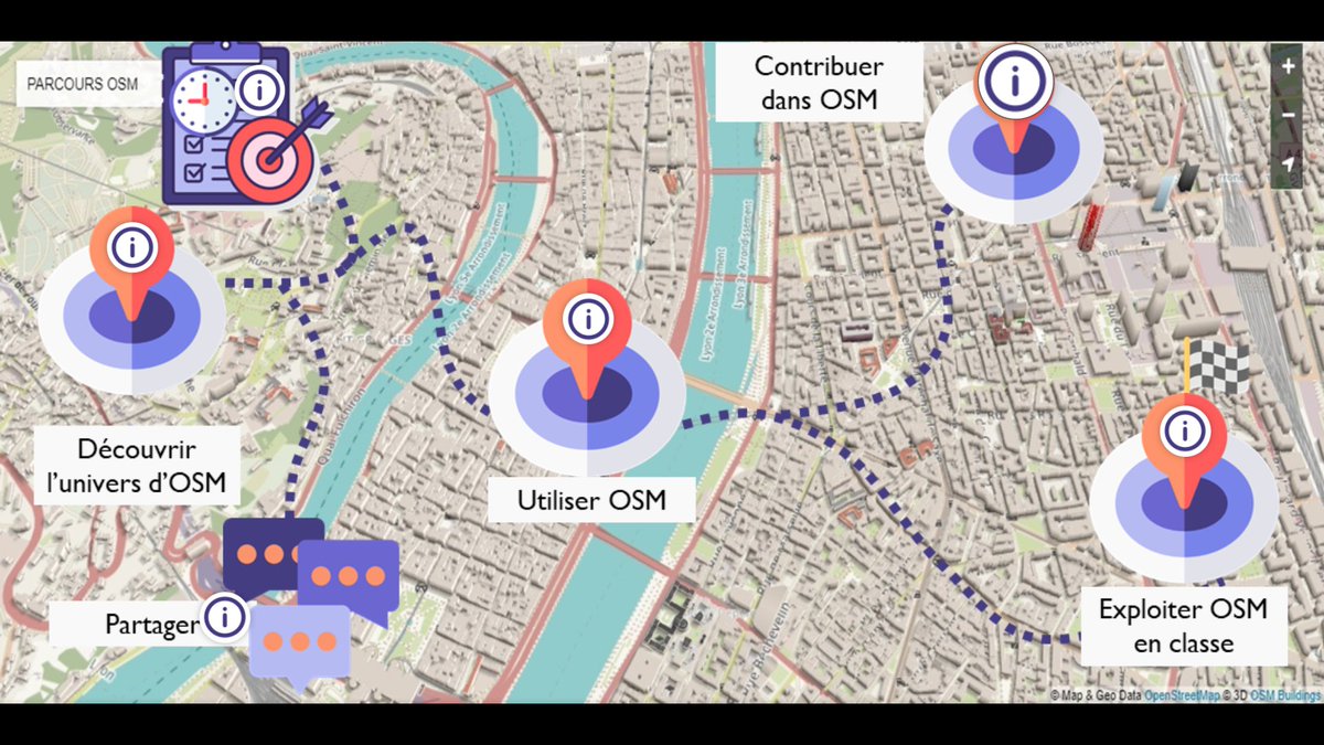 LeLibreEdu's tweet photo. [nouveauté] Un parcours M@gistère pour se former à OpenStreetMap
Court (entre 2h et 4h) et accessible au plus grand nombre
Piloté par @DANE_acLyon
Présenté récemment à la Journée du Libre Éducatif
#JDLE2023 #OSM #SNT
cc @OSM_FR 
https://t.co/sAwTHdKHWn https://t.co/GNcEZYynQ2