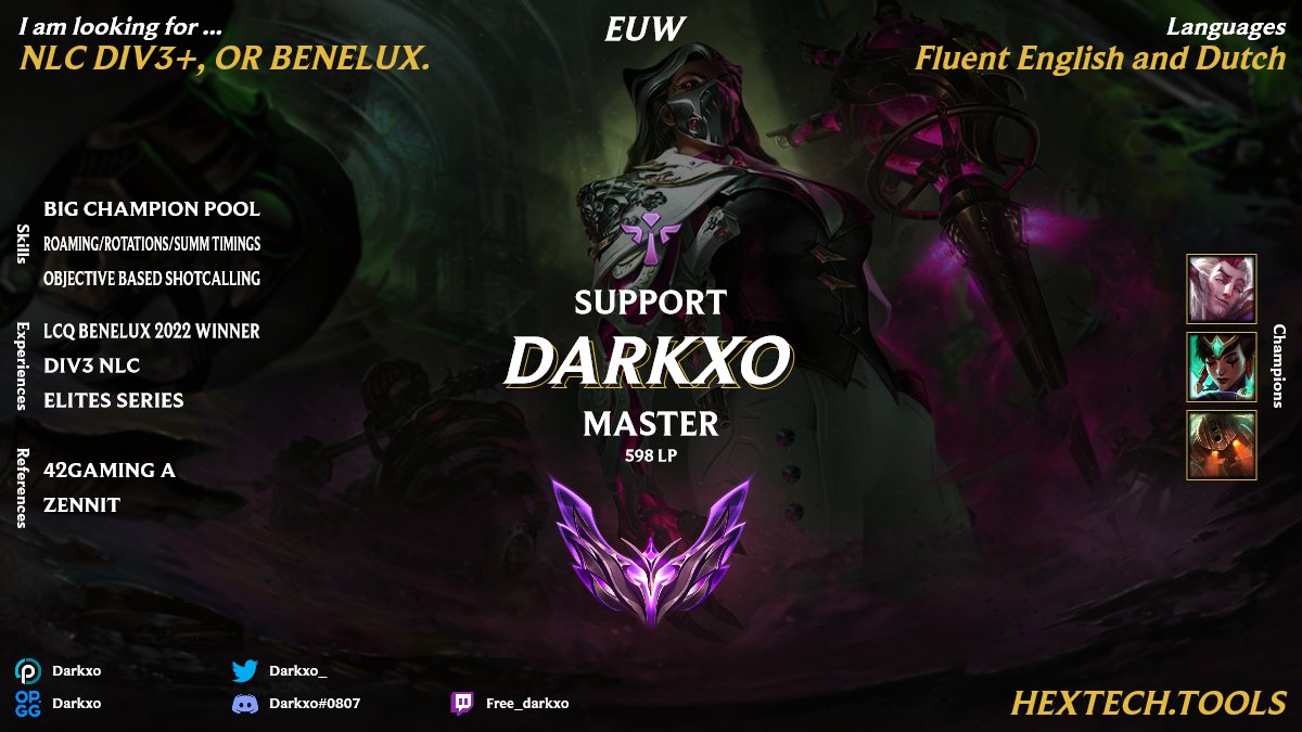 Support LFT.

Finished my split in NLC div 3 and looking for a new challenge.

Feel free to dm me on twitter or send me a message on discord!