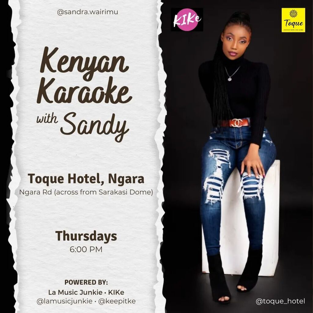 keepitke's tweet photo. EVERY THURSDAY • Kenyan Karaoke hosted by Sandy (@sandra.wairimu).

Once a month, hosted by La Music Junkie (@lamusicjunkie)

Thursdays
7:00 - 10:00 PM

Toque Hotel (@toque_hotel)
Ngara Rd (diagonally opposite Sarakasi Drome)
Ngara
NAIROBI

Free Entr… https://t.co/pZ3sElTfVN https://t.co/Hl04sBcjlc