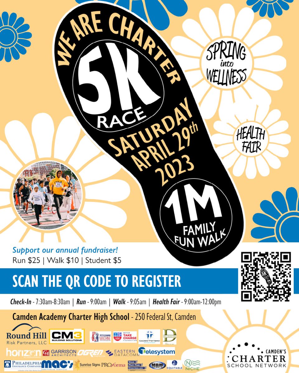 Camdencsn's tweet photo. The We Are Charter 5K is just days away, we hope you all can come out to this great fundraiser for our scholarship program! #WeAreCharter #WeAreCharter5K https://t.co/mmpbPnh7GO