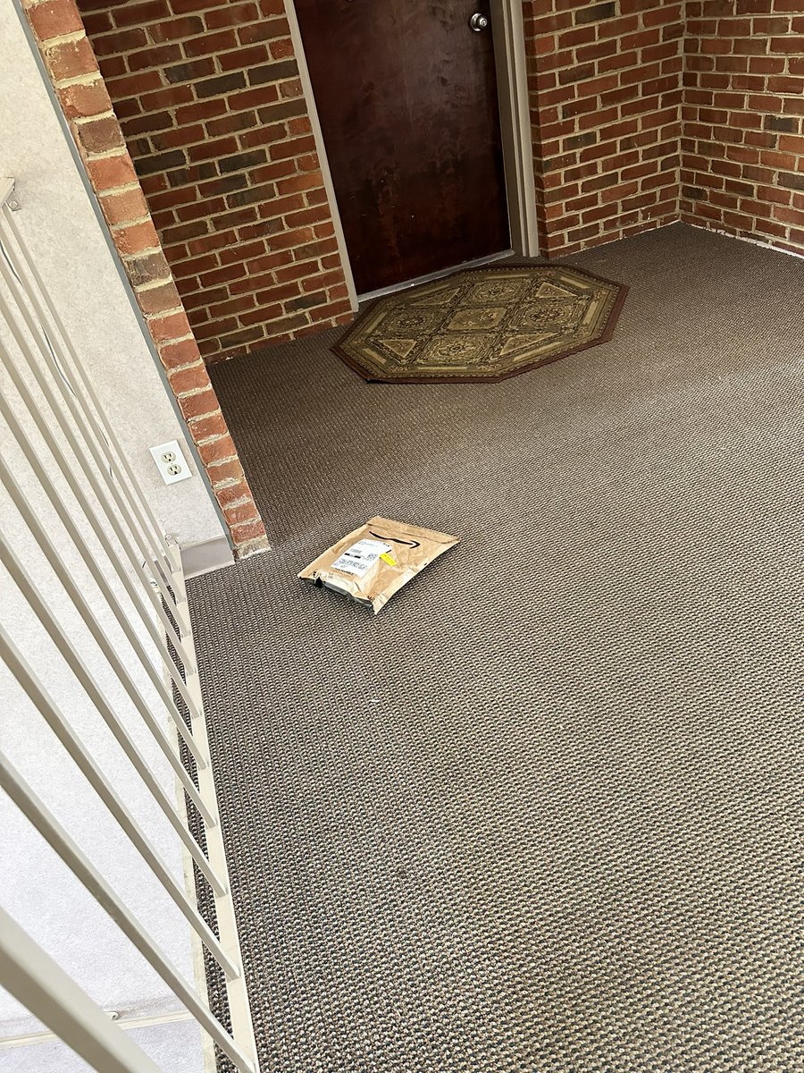 lds_sunshine's tweet photo. I guess the extra 6 feet was just too fat to go. Come on @amazon 
At least they came up the stair this time. Usually they leave stuff in the lobby. 😝 https://t.co/aN3YoSXRsz