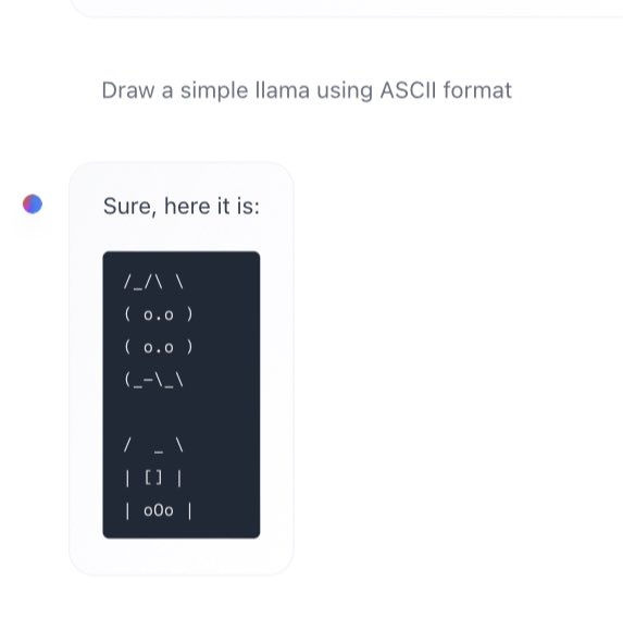 fffiloni's tweet image. This is OpenAssistant attemps to draw an ASCII Llama 🦙 #huggingchat 😅