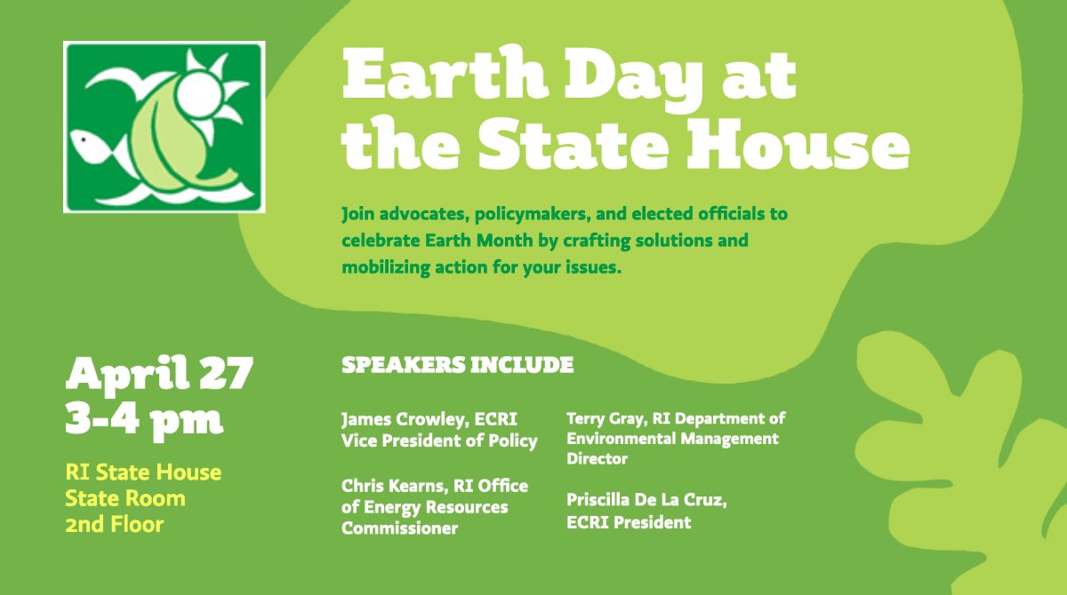 Please join RI’s environmental advocates at the State House tomorrow for our Earth Day event! <a href="/terrygrayri/">Terry Gray</a> of <a href="/RhodeIslandDEM/">Rhode Island Dept of Environmental Management</a> and Chris Kearns of <a href="/EnergyRI/">RhodeIslandOER</a> will speak on the state’s climate progress, and <a href="/EnvCouncil_RI/">ECRI</a> will announce its 2023 policy priorities.
