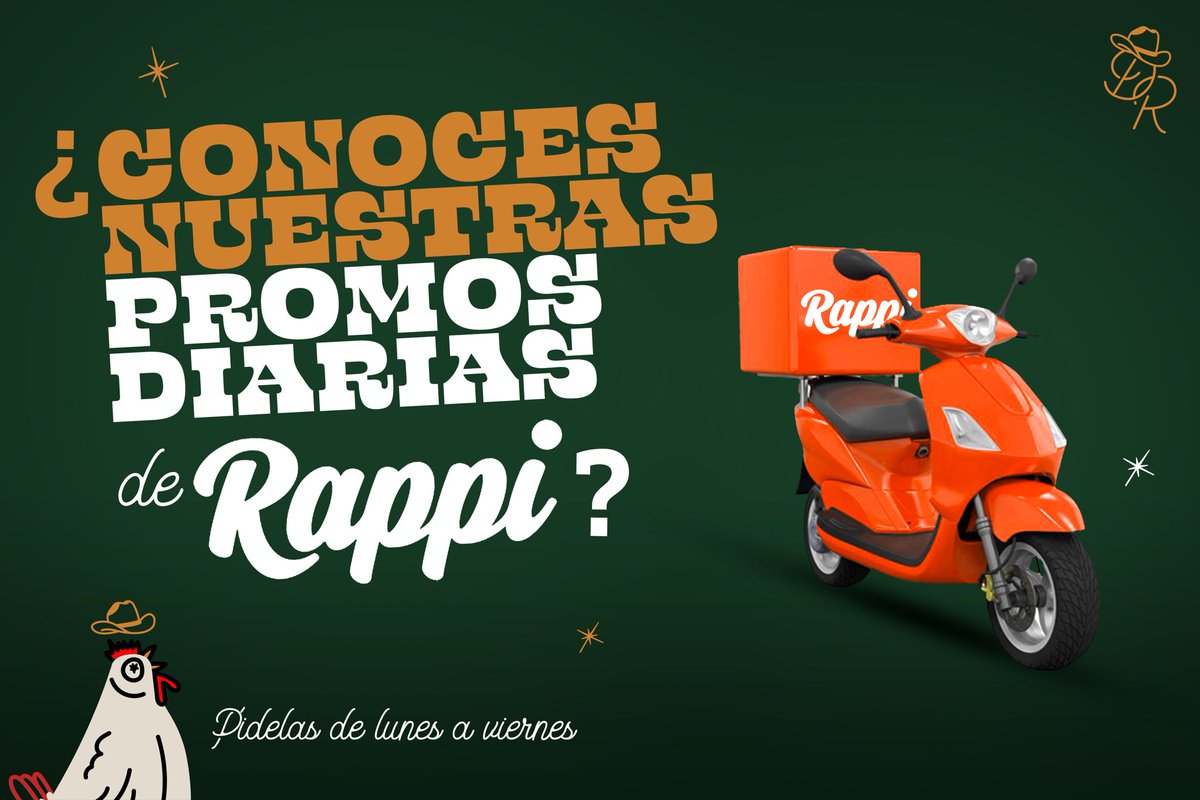 DonRancherito's tweet photo. Si aún no conoces nuestras promos diarias de Rappi, no sabes de lo que te pierdes! 🤩
Promos exclusivas de lunes a viernes 🤫. Búscanos en Rappi como Don Rancherito y corre a pedirlas! 🛵
#PolloaLaBrasa #RappiPeru https://t.co/C0FJTUXKy1