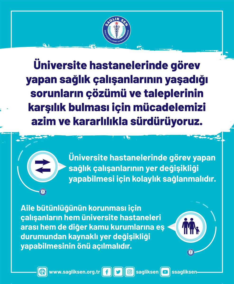 sagliksen's tweet photo. Üniversite hastanelerinde görev yapan sağlık çalışanlarının yaşadığı sorunların çözümü, taleplerinin karşılık bulması için mücadelemizi azim ve kararlılıkla sürdürüyoruz.

#SağlıkSenVarsaÇözümVar https://t.co/uhUdcLqhHh