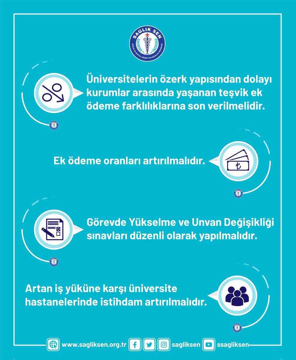 Üniversite hastanelerinde görev yapan sağlık çalışanlarının yaşadığı sorunların çözümü, taleplerinin karşılık bulması için mücadelemizi azim ve kararlılıkla sürdürüyoruz.

#SağlıkSenVarsaÇözümVar