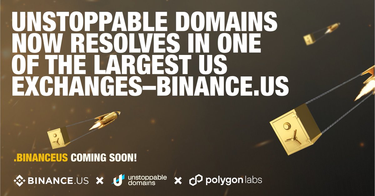 Breaking news! 

You can now send and withdraw crypto to any Unstoppable Domain on @binanceUS, one of the largest exchanges in the US!

But that’s not all…