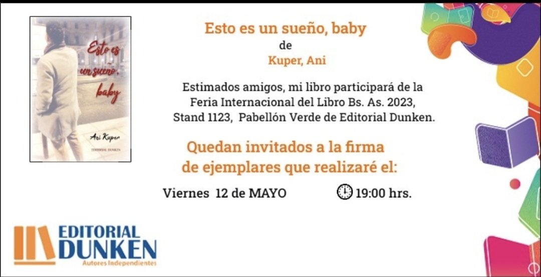 Ani__Kuper's tweet photo. ¡Countdown! Los espero en la #FIL2023, donde estaré cumpliendo el sueño de sentarme por primera vez del otro lado del mostrador
#escritora #estoesunsueñobaby #dunken #novela #historiadeamor #paris #francia #novel #larural #buenosaires #Argentina https://t.co/6Q97zCKFwB