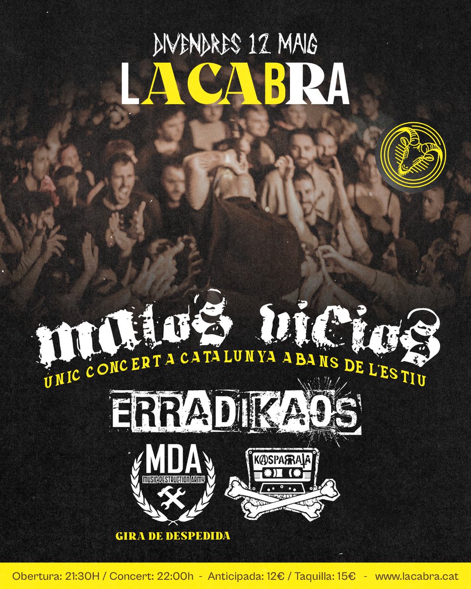 🔥 ¡El 12 de mayo la armamos en Vic!

lacabra.cat/tc-events/malo…