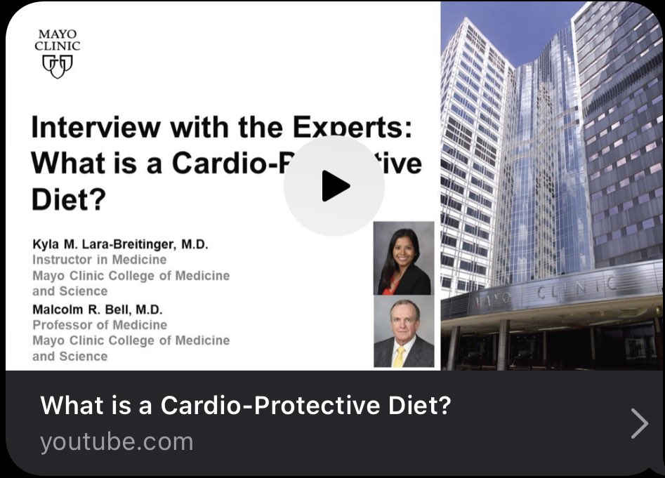 My patient-friendly, @MayoClinicCV podcast episode w Dr. Malcolm Bell discussing #cardioprotective diets, #EVOO, #fooddeserts, meeting patients where they are, and being culturally sensitive when it comes to giving dietary advice. #longevity #prevention youtube.com/watch?v=U9sztC…