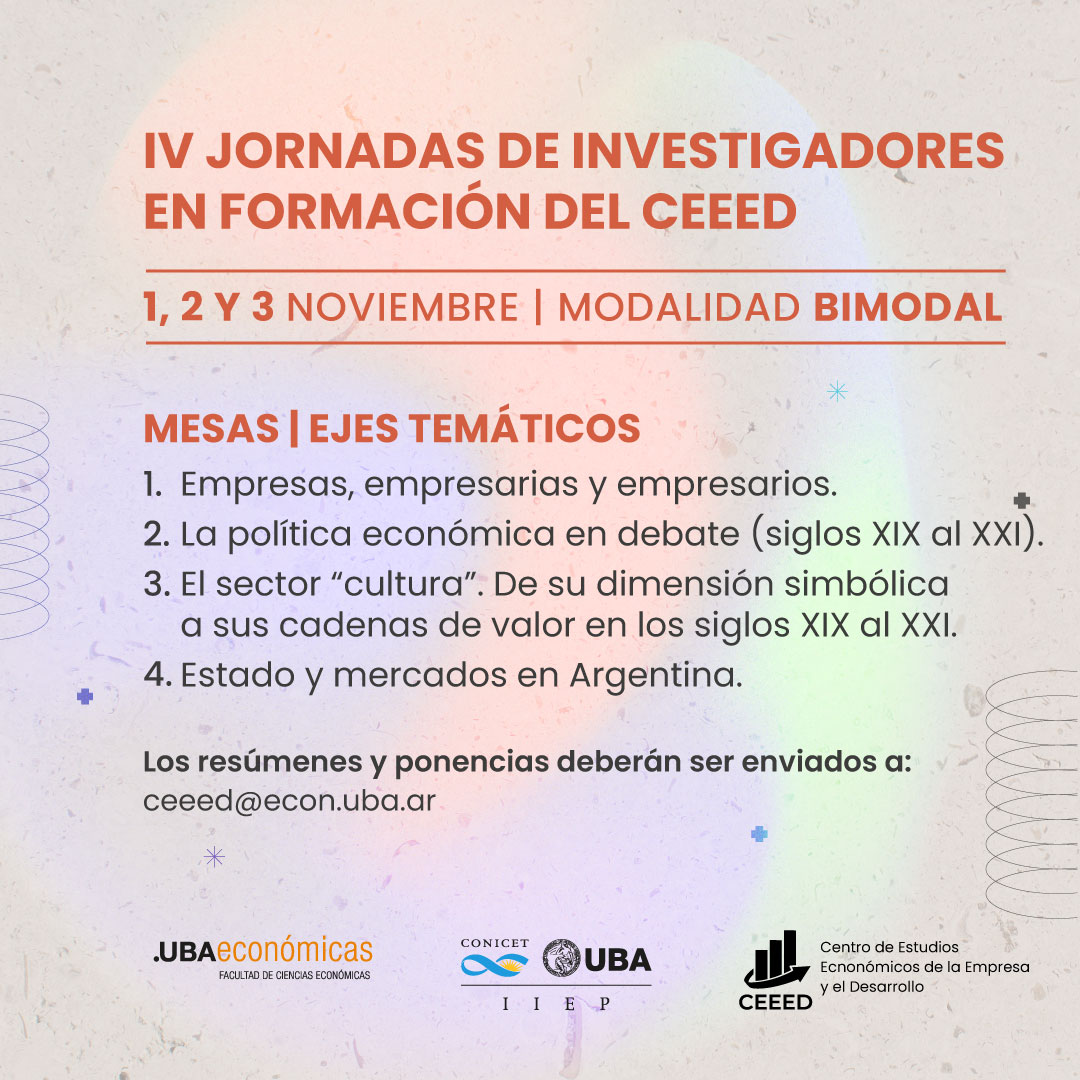 asocolhee's tweet photo. El Centro de Estudios Económicos de la Empresa y el Desarrollo (CEEED) invita a participar de las IV Jornadas de Investigadores en Formación del CEEED que se desarrollarán entre el 1 y el 3 de noviembre de 2023 en formato bimodal #ACHEE
Esperamos contar con vuestra participación https://t.co/O5g67DulEg