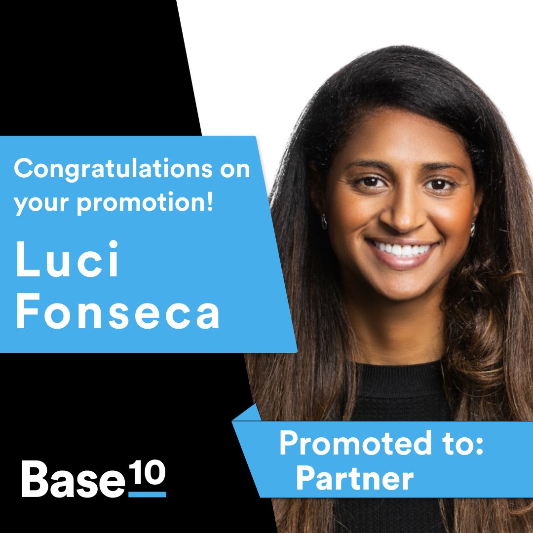 Base10 (@base10partners) on Twitter photo Big news at Base10! Congratulations to <a href="/LOAFonseca/">Luci Fonseca</a> on her promotion to Partner. She has been an integral part of our organization and on our Advancement Initiative team. We're excited to what she'll achieve next.🎉 Big news at Base10! Congratulations to <a href="/LOAFonseca/">Luci Fonseca</a> on her promotion to Partner. She has been an integral part of our organization and on our Advancement Initiative team. We're excited to what she'll achieve next.🎉