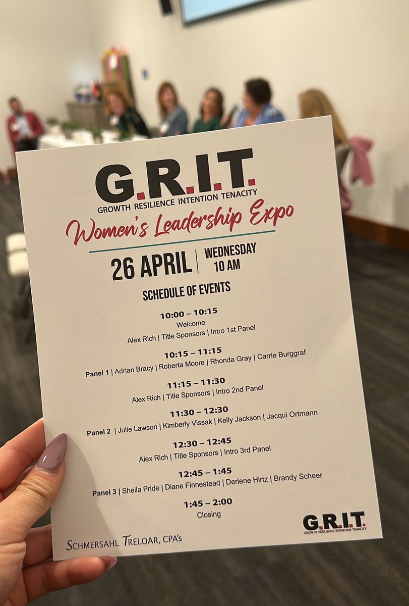TechSTLmo's tweet image. Got G.R.I.T.?

Growth. Resilience. Intention. Tenacity.

Thank you to our panelists at the Women’s Leadership Expo! #STLTechWeek2023 #GRIT #WomensLeadershipExpo
