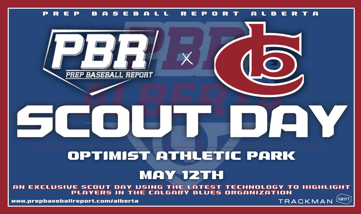 PrepBaseballAB's tweet photo. ⚾𝐂𝐀𝐋𝐆𝐀𝐑𝐘 𝐁𝐋𝐔𝐄𝐒 𝐒𝐂𝐎𝐔𝐓 𝐃𝐀𝐘⚾

🗓️  Friday, May 12
📍 Optimist Athletic Park
👤 Blues Players Only
💻 TrackMan/Swift

Register today➡️ https://t.co/PIHDCJdjCk https://t.co/9Gi4Ho1Yor