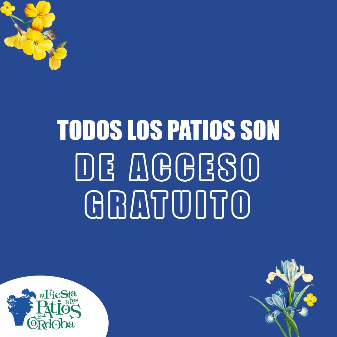 Horario de los patios que entran a concurso.

⌛️ Martes 2 a Sábado 13 de mayo, de 11 a 14h. y de 18 a 22h.
Domingo 14 de mayo, de 11 a 14h. y de 18 a 20.30h.

🔷 Todos son de acceso gratuito.

#Patios2023 #PatiosCórdoba2023 #PatrimoniodelaHumanidad