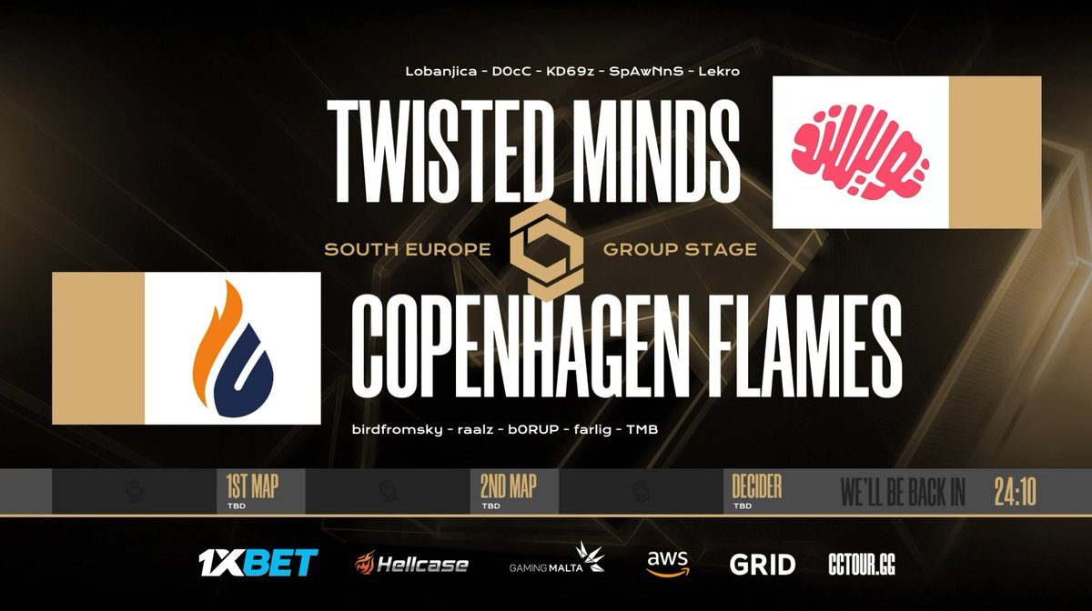 Copenhagen Flames (@cphflames) on Twitter photo ⌚️24 minutes and counting!⌚️
We're facing <a href="/TwisMinds/">Twisted Minds 🧠</a> in the group stage of @cctour_gg South Europe
Let's get that second win on the board!
#BringTheFlames ⌚️24 minutes and counting!⌚️
We're facing <a href="/TwisMinds/">Twisted Minds 🧠</a> in the group stage of @cctour_gg South Europe
Let's get that second win on the board!
#BringTheFlames