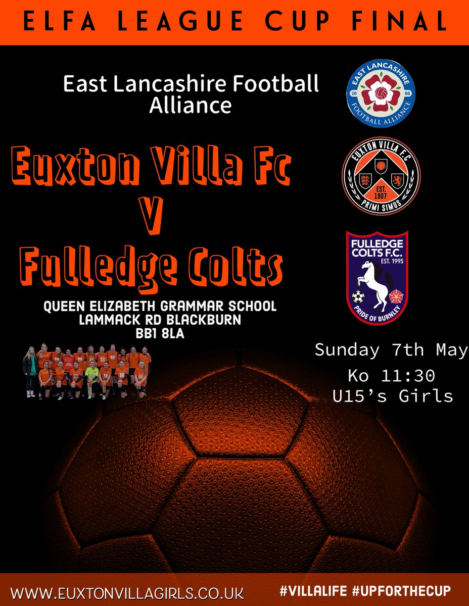Here’s one for the diary 🏆

ELFA LEAGUE CUP FINAL 

#VillaLife #UpForTheCup #Believe 
The league and cup double is still on 👊🏻