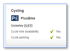 largeduck's tweet image. The @nationalrailenq live departures board says cycles can be hired at Guiseley station but their station info page says they cannot. nationalrail.co.uk/stations/gsy/
Which is it?
And can the wrong page be corrected?
#Guiseley #GSY