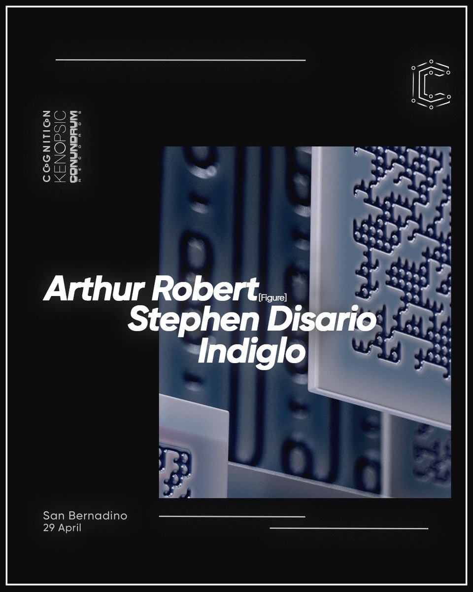 This Saturday April 29 <a href="/cognitionevents/">Cognition</a> and @kenopsicevents team up to bring one of our favorite artists, @arthurrobertofficial , to a new city and a new venue in San Bernardino. 
W/ Support from <a href="/stephendisario/">𝐒𝐭𝐞𝐩𝐡𝐞𝐧 𝐃𝐢𝐬𝐚𝐫𝐢𝐨</a> and @_indiglo 

For tickets:
buff.ly/40ChiWo 
#techno