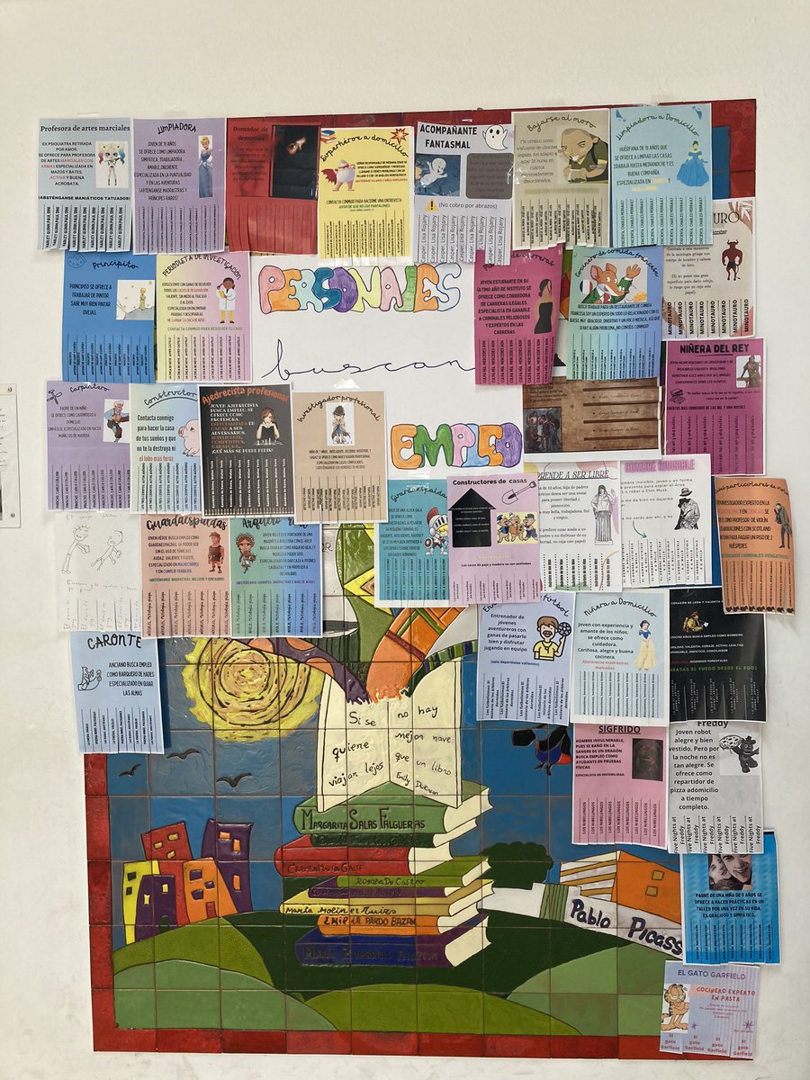 tesiromero's tweet photo. Si el #DiadelLibro2023 cae en domingo, no pasa nada. En el @IESPabloPicasso lo celebramos durante la semana así 👉🏻
📚 #FeriaDelLibro 
📚 #Personajesbuscanempleo
📚#Megustaleerporque
 Os cuento los detalles ⬇️ https://t.co/yCpdrw0PLF