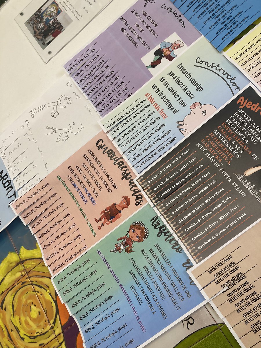 Los #Personajesbuscanempleo porque la cosa está mú mala 😜 
Es una actividad de animación a la lectura que hemos propuesto a modo de concurso. 
Están llegando anuncios de lo más ingeniosos y creativos 😂😂😂