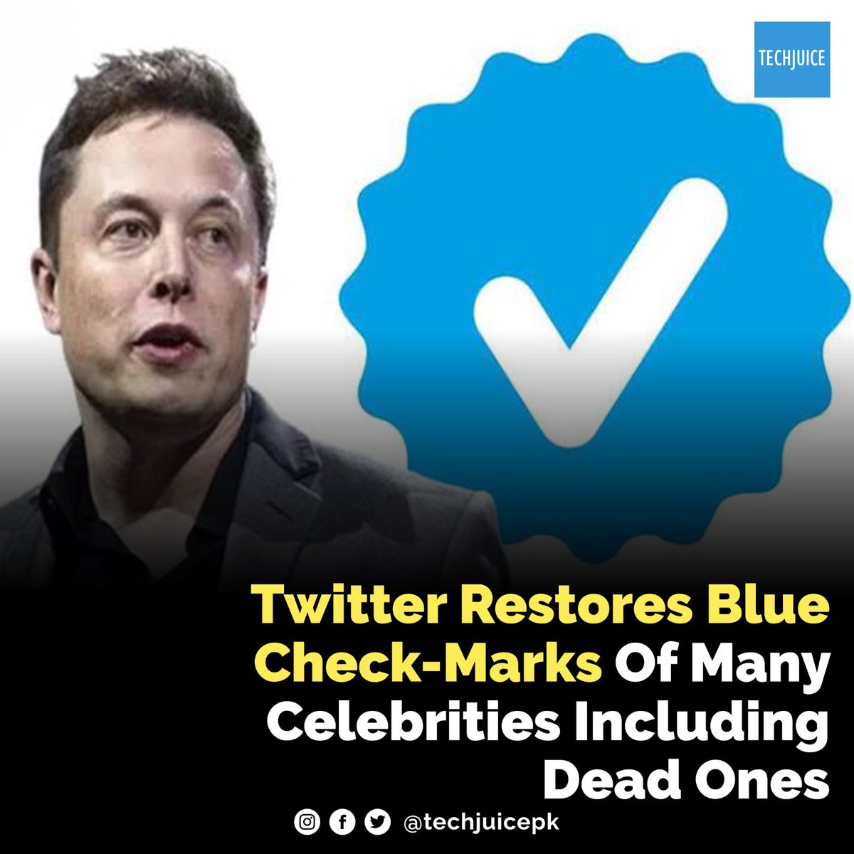 TechJuicePk's tweet photo. Twitter’s blue ticks have restored accounts of some dead celebrities, including Sushant Singh Rajput and other famous personalities who have died.
Read more: https://t.co/Xmq1rRw3oJ
#twitter #celebrity #tickmark #bluetick https://t.co/HUkZQkfxmf