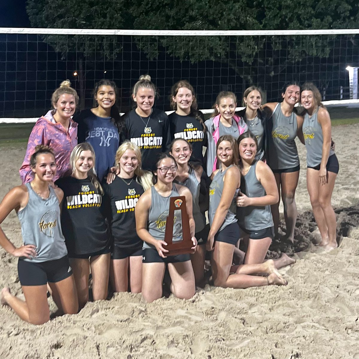 For the first time in school history the beach volleyball won the district championship game. The girls defeated Trinity Catholic 3-2 last night in the district finals.