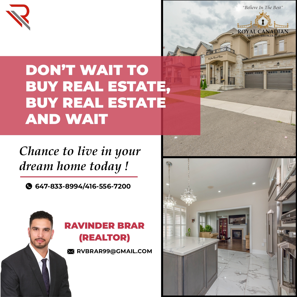 #TeamRB is all set to help you buy #realestateinCanada at the best price and begin earning profits from now and here rather than waiting for it. Connect with them today and get the keys to your #dreamhome today!

#RBREALESTATEINC #RBREALESTATE #RBrealtors #teamRV #realestate
