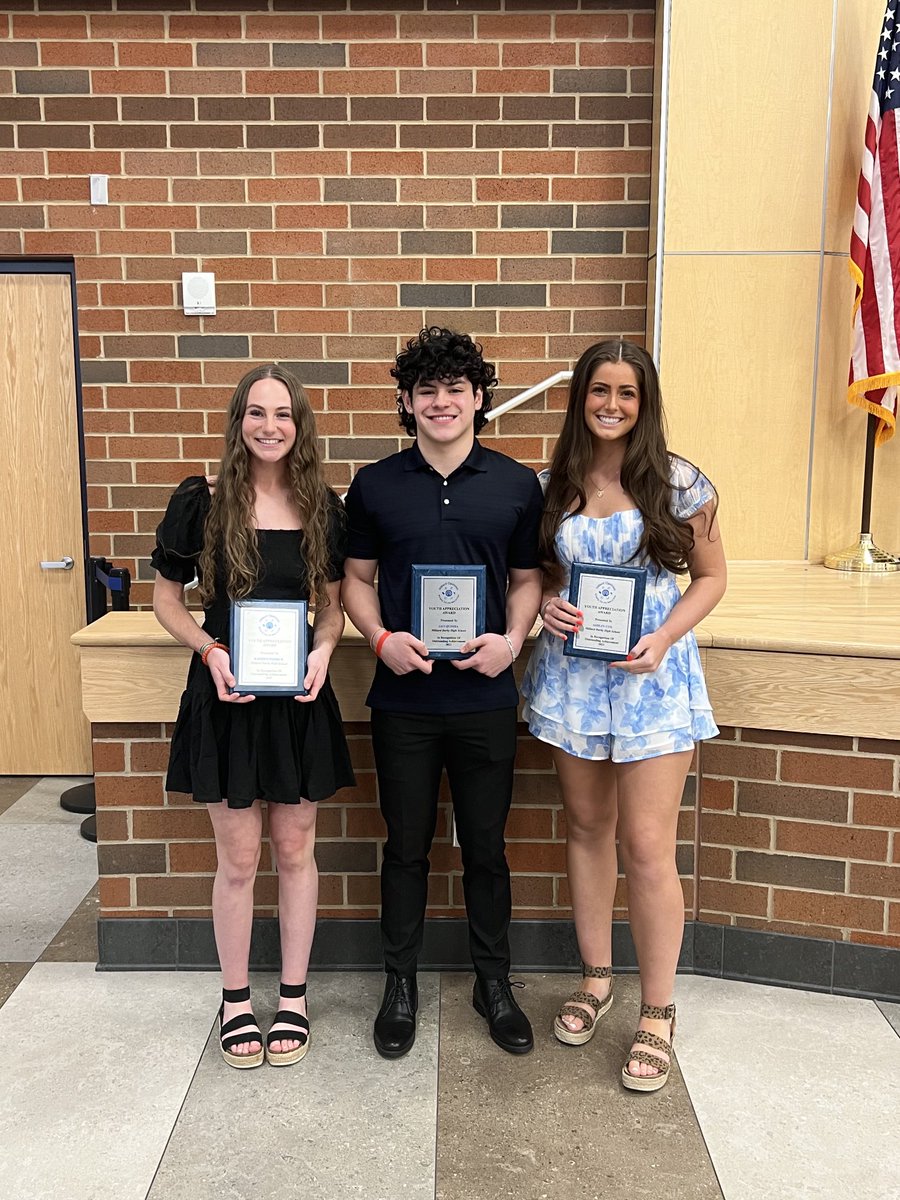 Congratulations to seniors Kaitlyn Patrick, Javi Quimba, Ashley Cox, and Max Mullen (not pictured) for being recognized by the Hilliard Optimist at their annual Youth Appreciation Night. ⁦<a href="/Hilliard_Darby/">Hilliard Darby HS</a>⁩